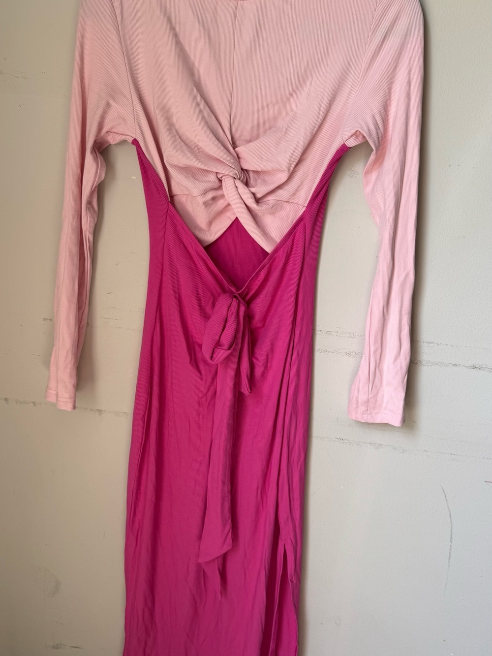 Women’s Two-Tone Knot-Front Dress in Light Pink & Fuchsia